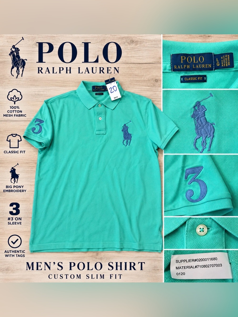 Polo Ralph Lauren Big Pony #3 Men’s Polo Shirt – Large – NWT